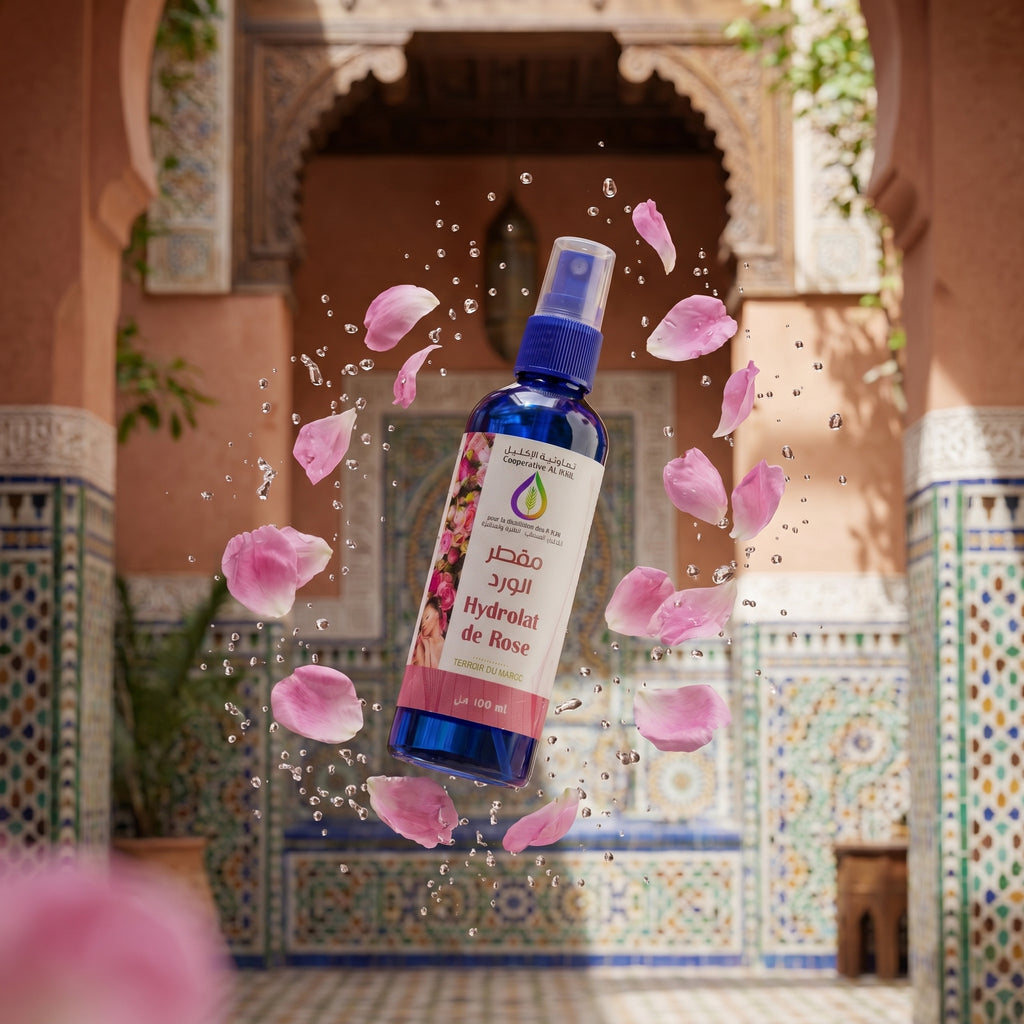 eau de rose spray avec des petales de rose 